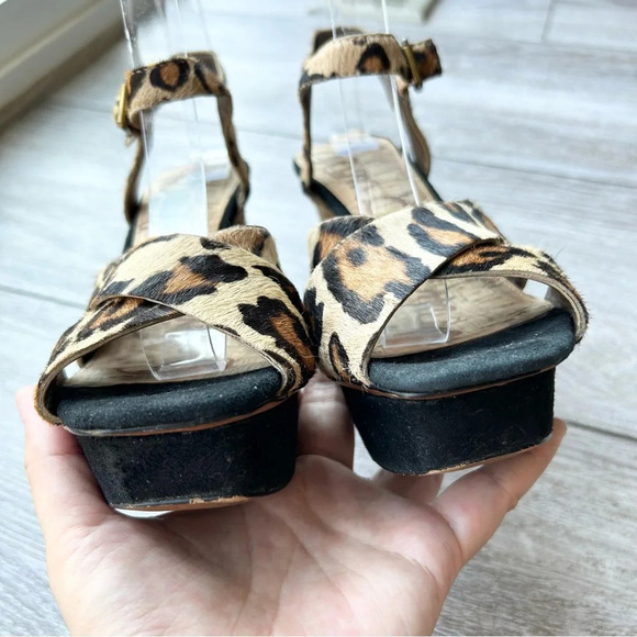 Sam Edelman Sqaure Toe Calf Hair Platform Heel Sandals - Picture 5 of 14